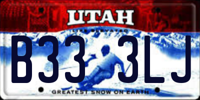 UT license plate B333LJ