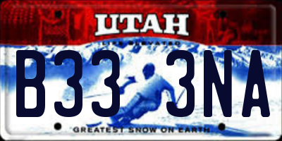 UT license plate B333NA