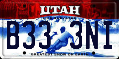 UT license plate B333NI