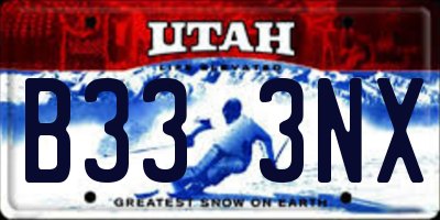 UT license plate B333NX