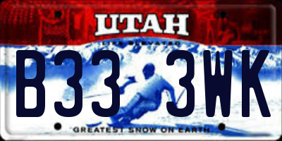 UT license plate B333WK