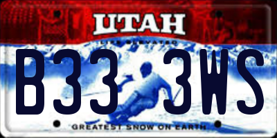 UT license plate B333WS