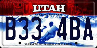 UT license plate B334BA