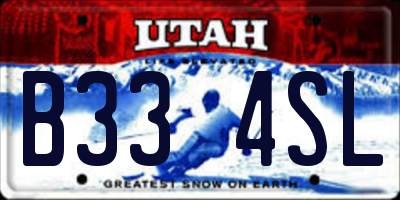 UT license plate B334SL