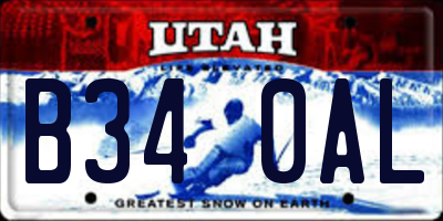 UT license plate B340AL