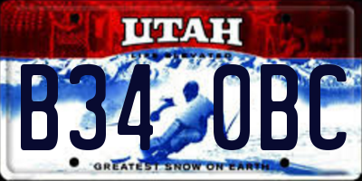 UT license plate B340BC