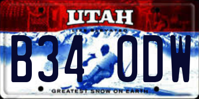 UT license plate B340DW
