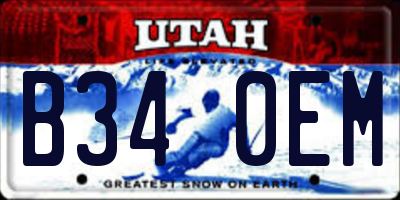 UT license plate B340EM