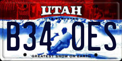 UT license plate B340ES