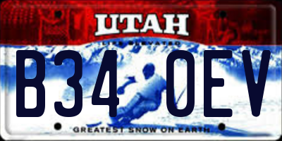 UT license plate B340EV