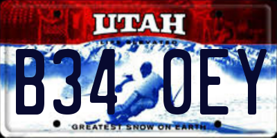 UT license plate B340EY