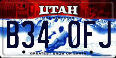 UT license plate B340FJ