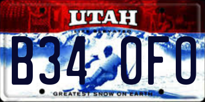 UT license plate B340FO