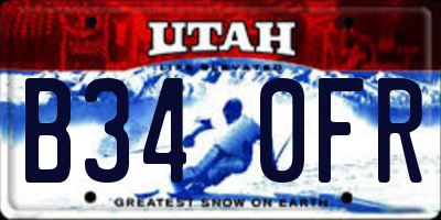 UT license plate B340FR
