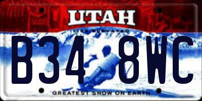 UT license plate B348WC