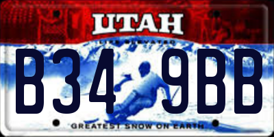 UT license plate B349BB