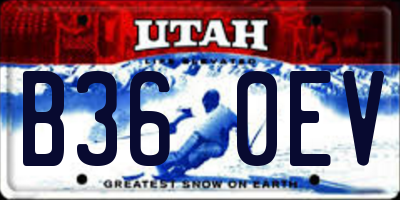 UT license plate B360EV
