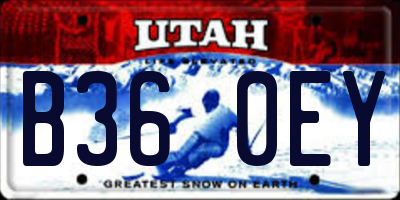 UT license plate B360EY
