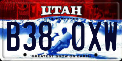 UT license plate B380XW