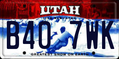 UT license plate B407WK