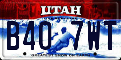 UT license plate B407WT