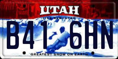 UT license plate B416HN