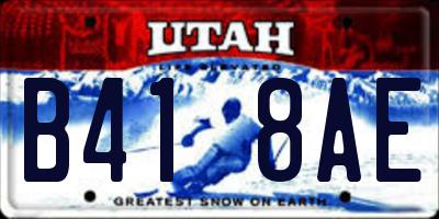 UT license plate B418AE