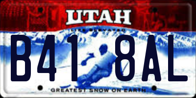 UT license plate B418AL