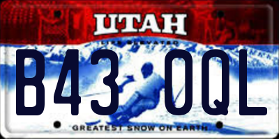 UT license plate B430QL