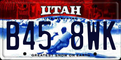UT license plate B458WK