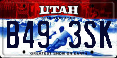 UT license plate B493SK