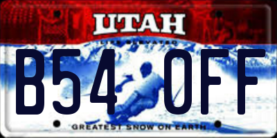 UT license plate B540FF