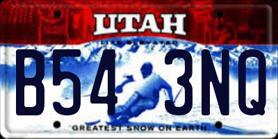 UT license plate B543NQ
