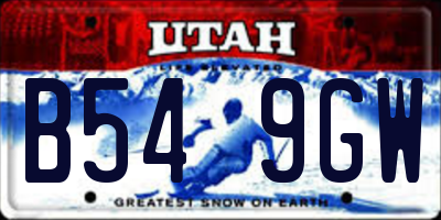 UT license plate B549GW