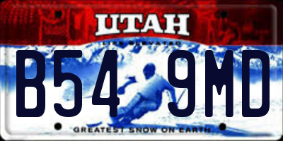 UT license plate B549MD