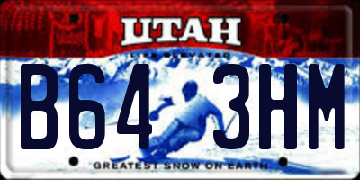 UT license plate B643HM