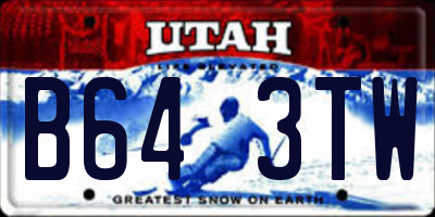 UT license plate B643TW