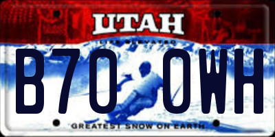 UT license plate B700WH