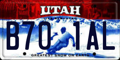 UT license plate B701AL