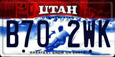 UT license plate B702WK