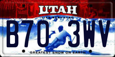 UT license plate B703WV