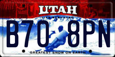 UT license plate B708PN
