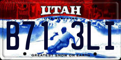 UT license plate B713LI