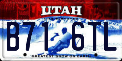 UT license plate B716TL