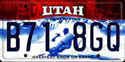UT license plate B718GQ