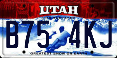 UT license plate B754KJ