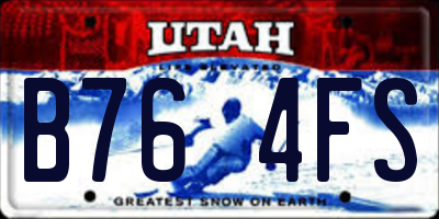 UT license plate B764FS