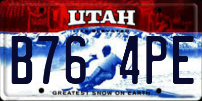 UT license plate B764PE