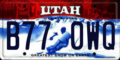 UT license plate B770WQ