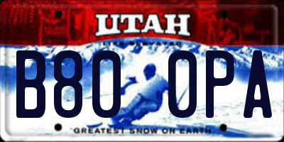 UT license plate B800PA